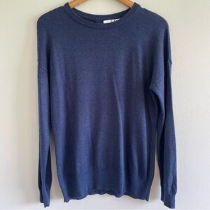 Magaschoni Women's Sweater With Keyhole Back Blue Size Medium